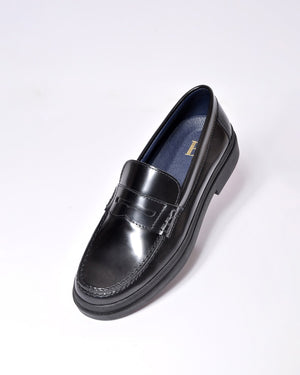 Zapato Escolar Mocasín de Piel Negro Antic Brillo Unisex