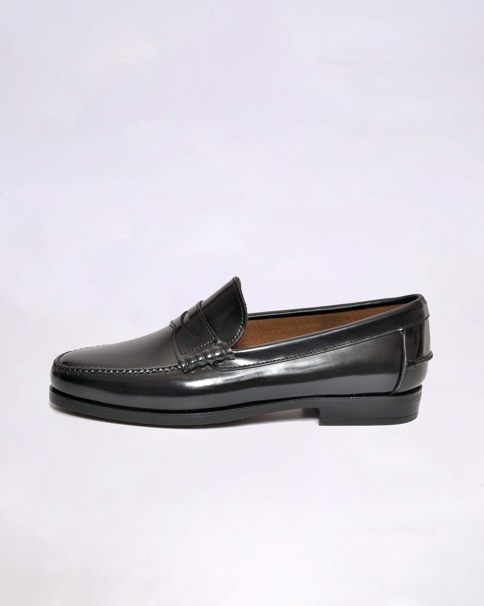Zapato Escolar Talla Grande - Mocasín de Piel Negro Antic Brillo Unisex