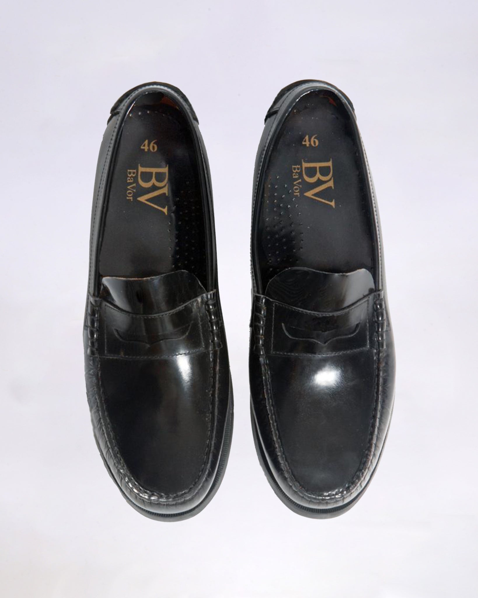 Zapato Escolar Talla Grande - Mocasín de Piel Negro Antic Brillo Unisex