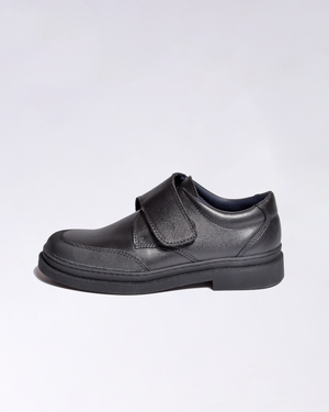 Zapato Escolar Blucher Niño de Piel Color Negro Mate con Velcro