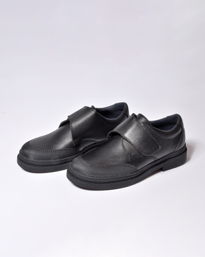 Zapato Escolar Blucher Niño de Piel Color Negro Mate con Velcro