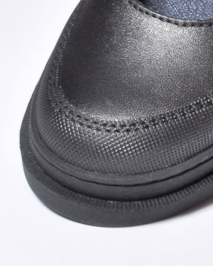 Zapato Escolar Merceditas Niña de Piel Color Negro Mate con Velcro